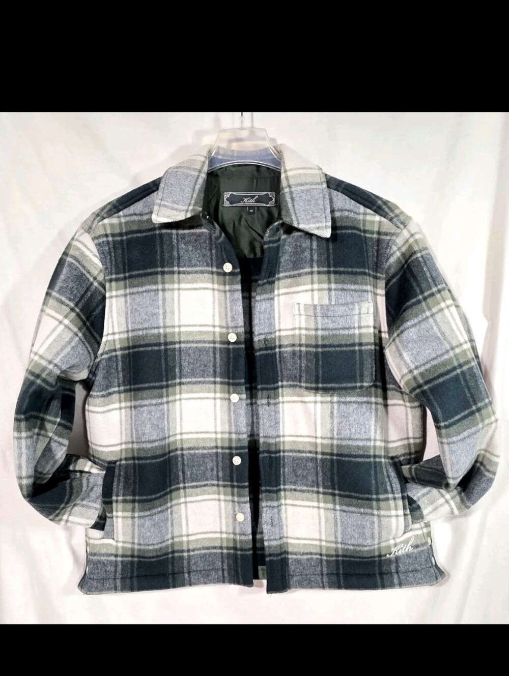 KITH Wool Ginza Shirt Jacket Button Flannel Stadium Green Plaid Mens XS New NWT